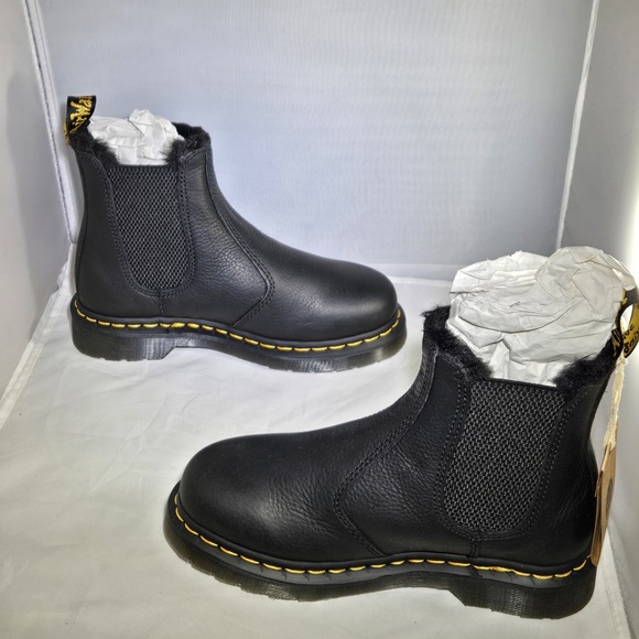 Doc Martens Ambassador Fur Lined Black Leather Boots Mens Size 4 Womens Sz 5 New - Picture 3 of 10
